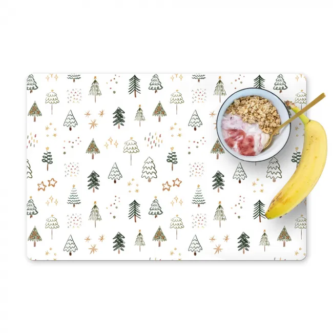 Kerstboom - Sterren - Wit - Kerst - Feest Placemat vinyl groot -zzzproduct_Kitchenyeah-website