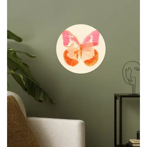 Oranje - Vlinder - Minimalistisch Wandcirkel behangsticker klein -sfeer2