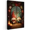 Gnooms - Kerst - Raam - Kleurrijk Tuinposter op houten frame 2 cm dik klein -3d