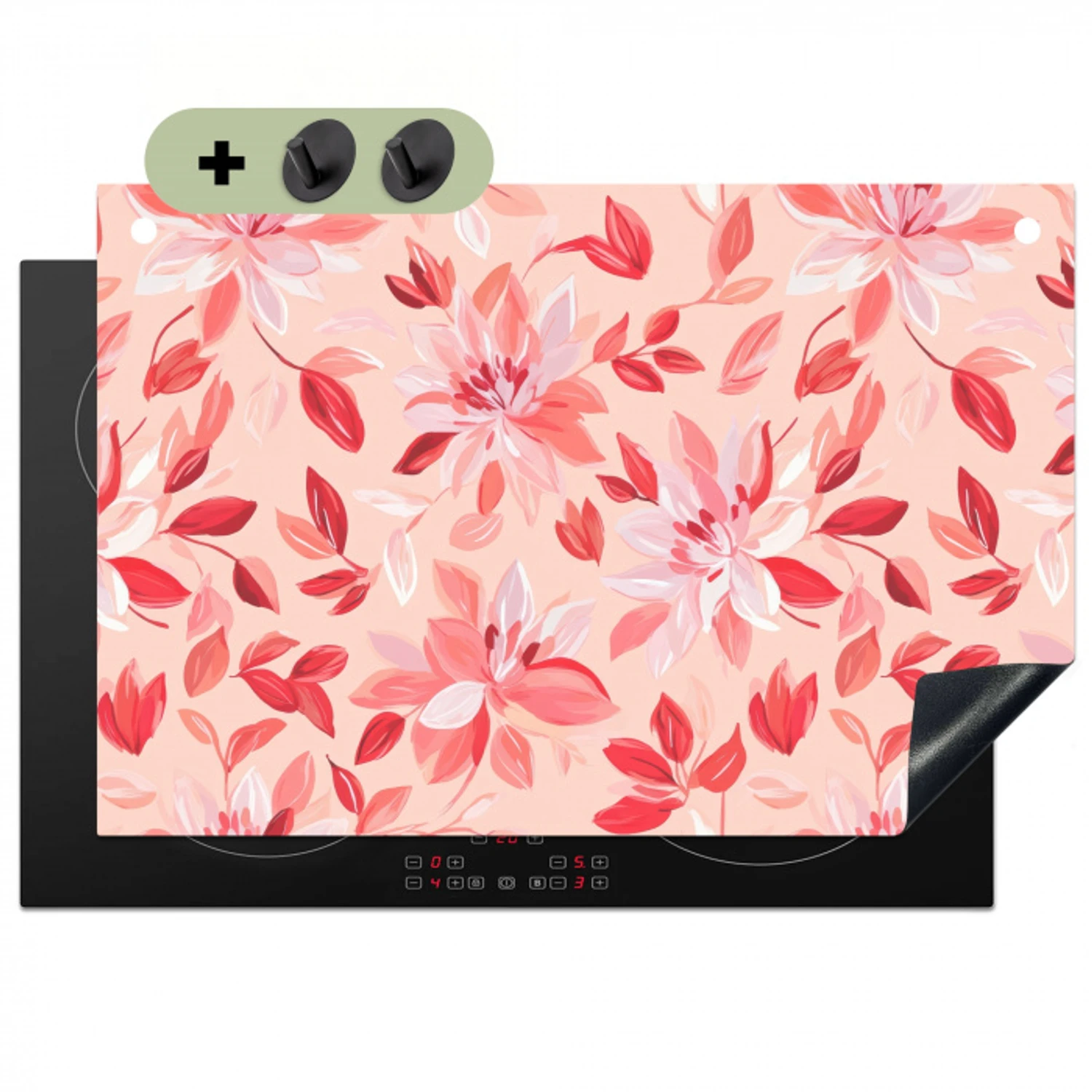 Botanisch - Bloemen - Rood Inductie beschemer met haakjes klein 777 -3d