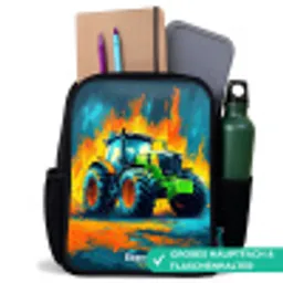 Tractor - Groen - Abstract - Penseelstreken Rugzak - Zwart middel -inhoud_DE