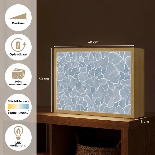 Abstract - Blauw - Bladeren Light Box met batterij (Wandlamp) middel -USP_websiteoverzichtNL