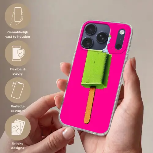 Ijsje - Stokje - Minimalistisch - Groen Telefoonhoesje iPhone 17 Pro klein -sfeer3_NL