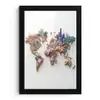 Wereldkaart - Kristallen - Unieke tinten fotolijst zwart zonder passe partout klein -3d