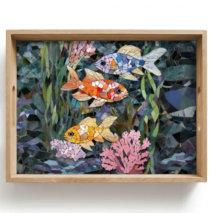 Vissen - Koraal - Zee - Mozaïek Dienblad Rechthoek middel -z3d_shopping