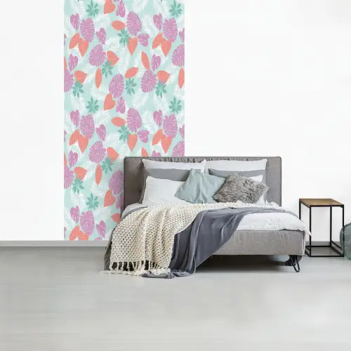 Tropisch - Bladeren - Pastel fotobehang vinyl groot 64 -slaapkamer