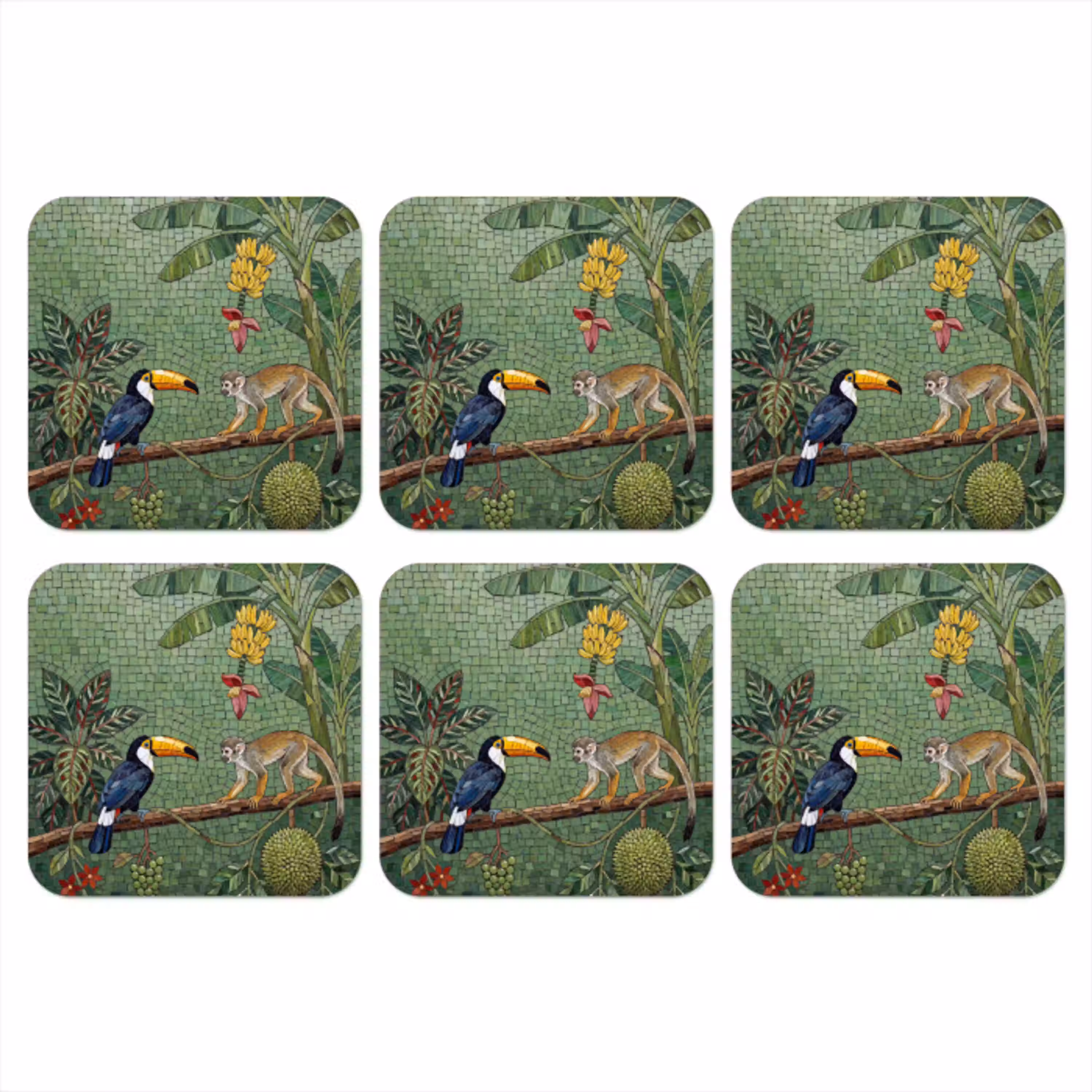 Vogel - Dier - Jungle - Mozaïek - Natuur onderzetter kurk middel -3d