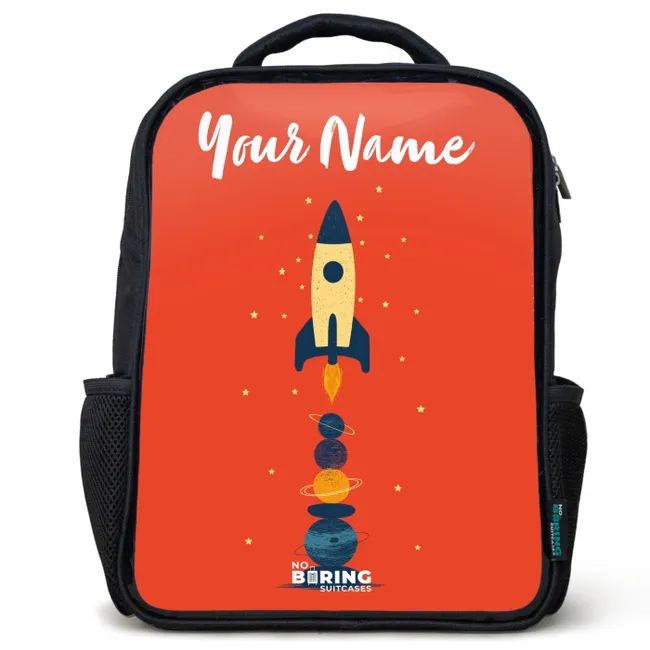 Kids' Backpacks with name Black -. Rocket - Stars - Planets