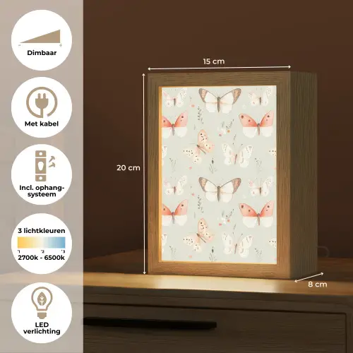 Vlinder - Patroon - Pastel Light Box met kabel klein -USP_NL