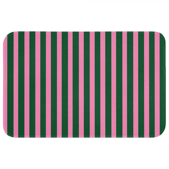 Badmat - Verticale strepen - Groen - Roze
