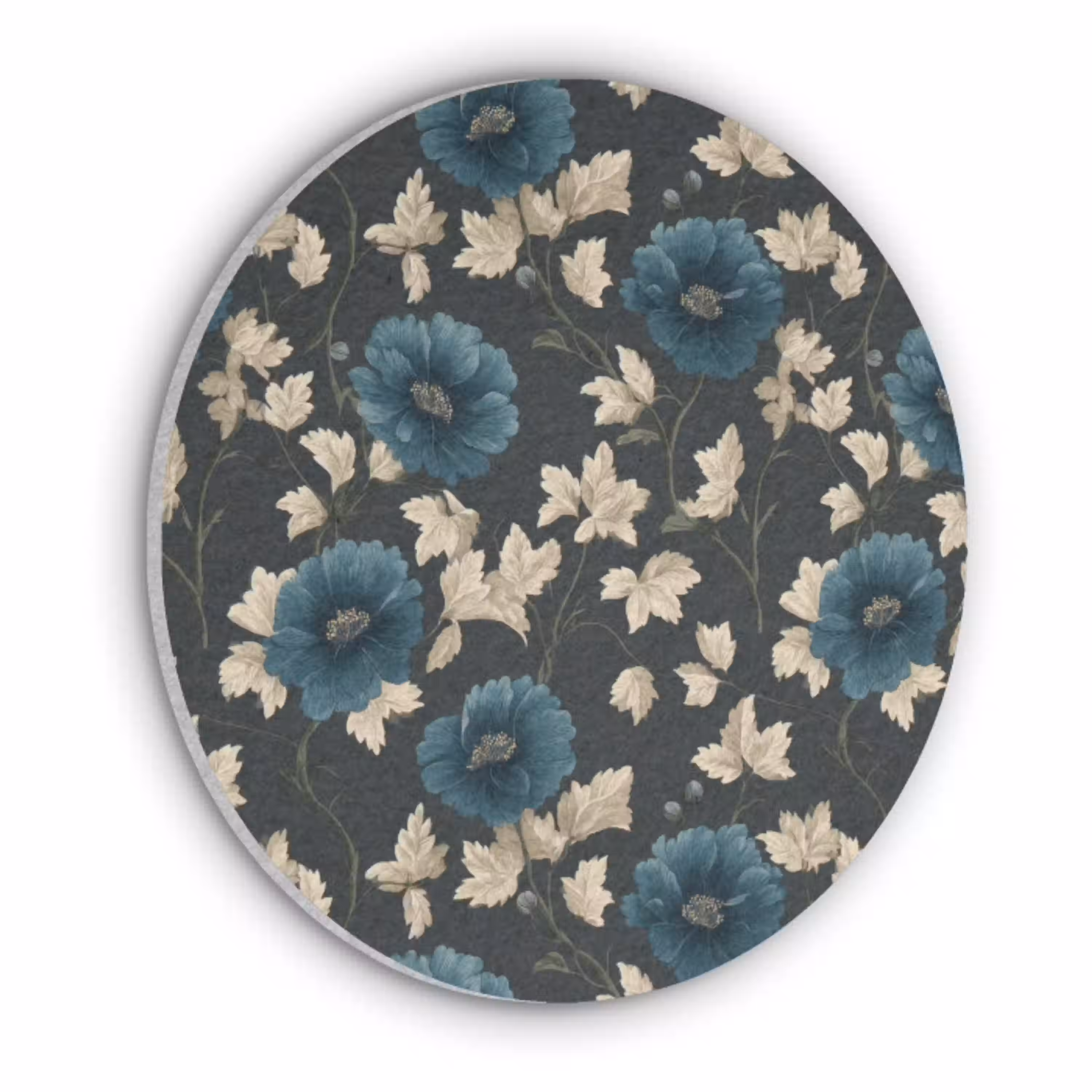 Botanisch - Bloemen - Blauw Akoestische PET Vilt - Rond klein 838 -3d