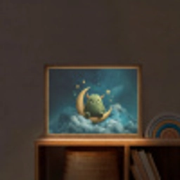 Monster - Groen - Maan - Wolken Light Box met batterij (Wandlamp kind) middel -sfeer1_kind