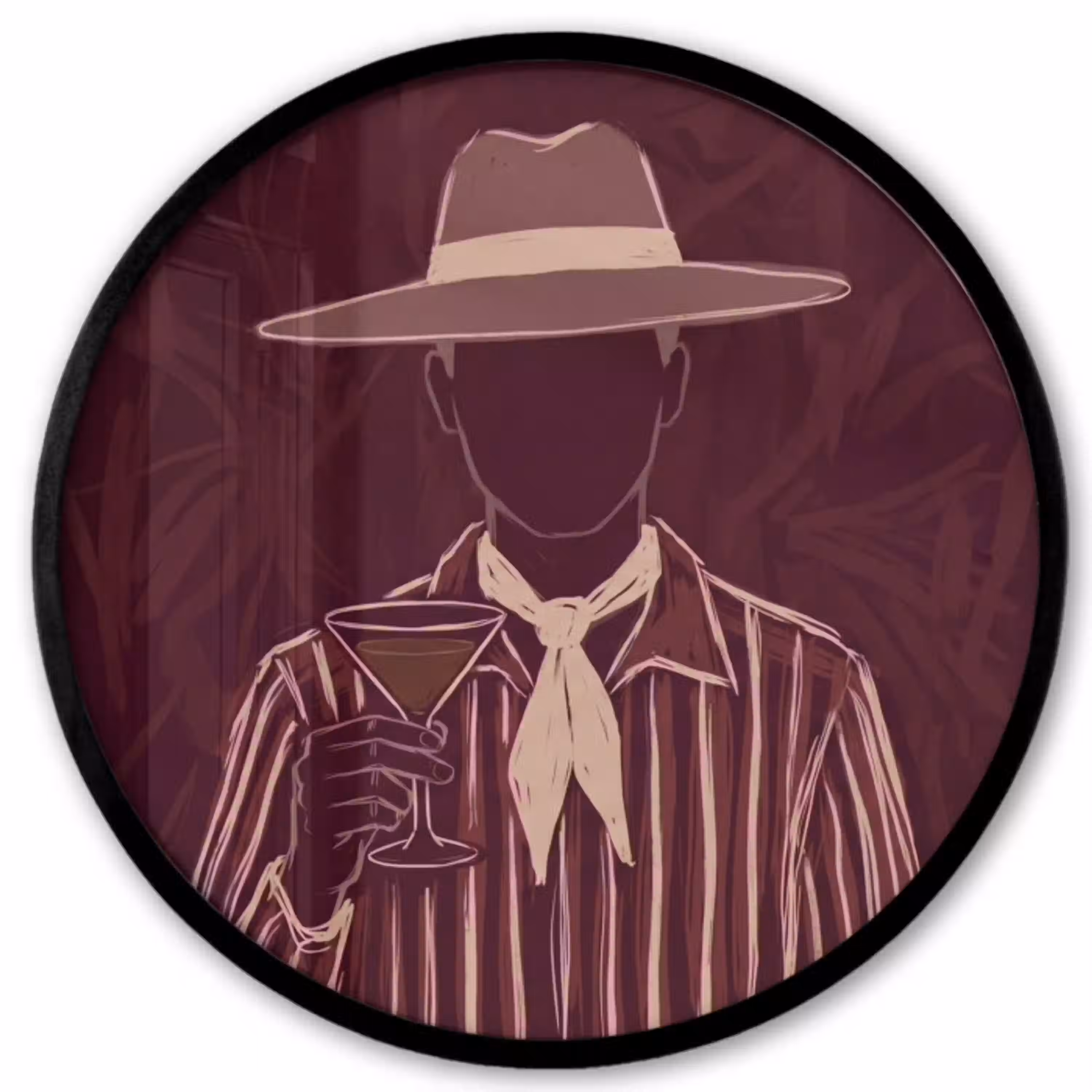 Mens - Hoed - Cocktail - Abstract - Bruin Fotolijst rond zonder passe partout klein -3d