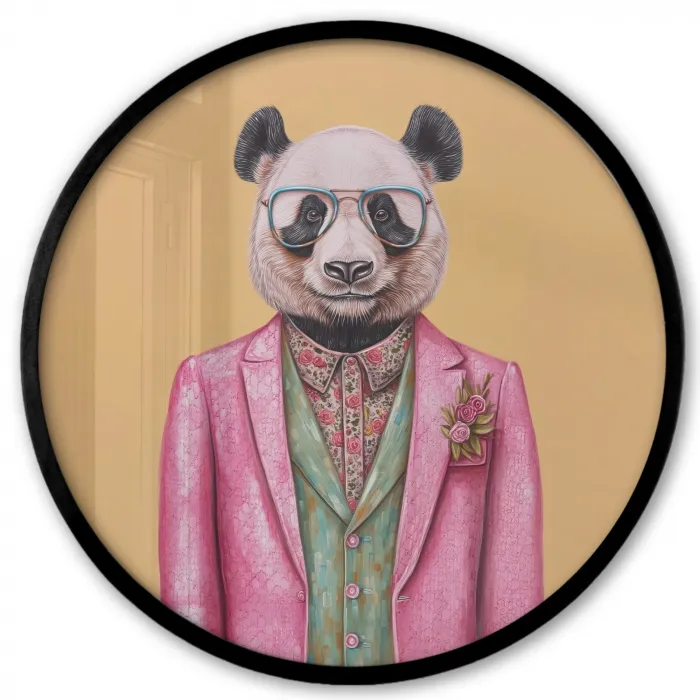 Panda - Pak - Zonnebril - Blauw Fotolijst rond zonder passe partout klein -3d