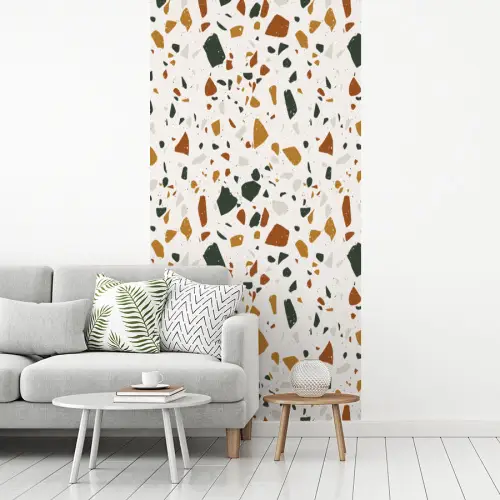 Terrazzo - Patroon - Wit - Terra fotobehang vinyl groot 64 -woonkamer