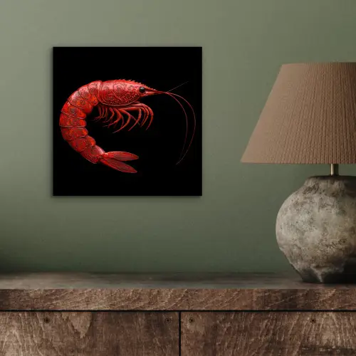 Garnaal - Rood - Dieren aluminium wit klein -sfeer2
