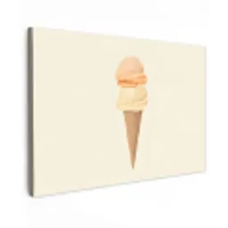 Minimalistisch - Schepijs - Hoorntje - Beige Tuinposter op houten frame 2 cm dik klein -3d