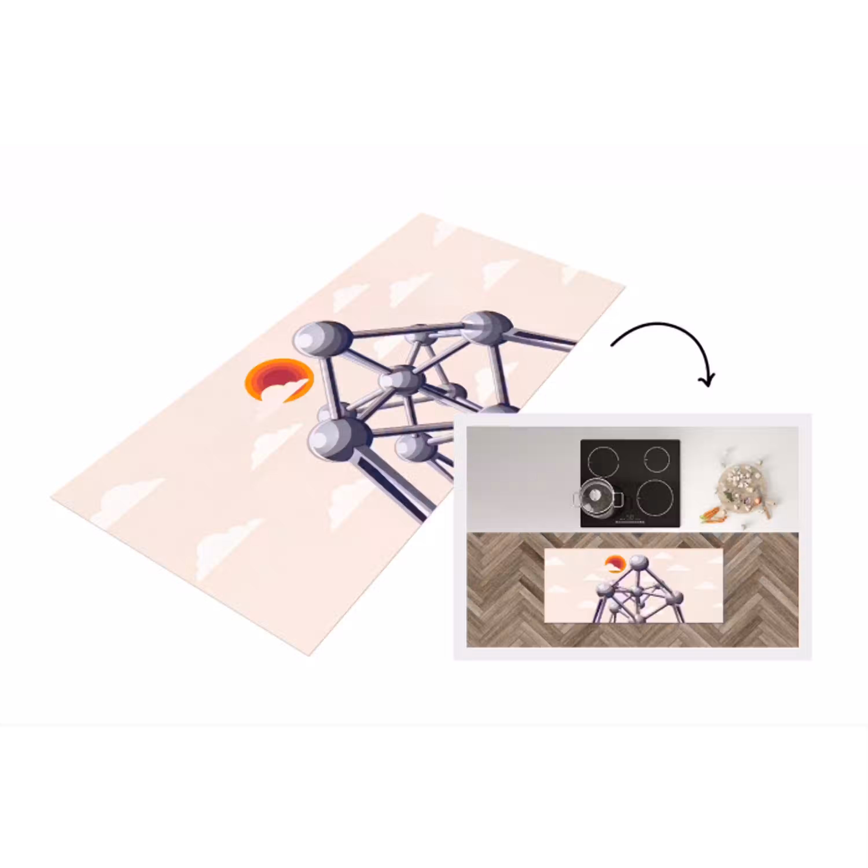Architectuur - Geometrie - Stad - Modern - Grijs Keukenloper - keukenmat middel -3d