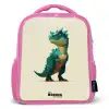 Dino - Dier - Groen Kinderrugzak - Roze middel -3d