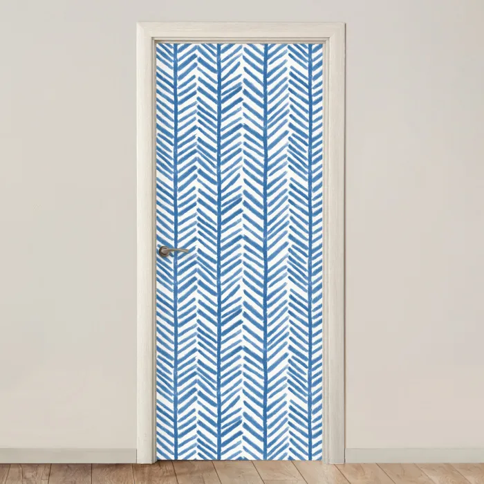 Patroon - Streep - Blauw deurposter klein 289 -3d_beige