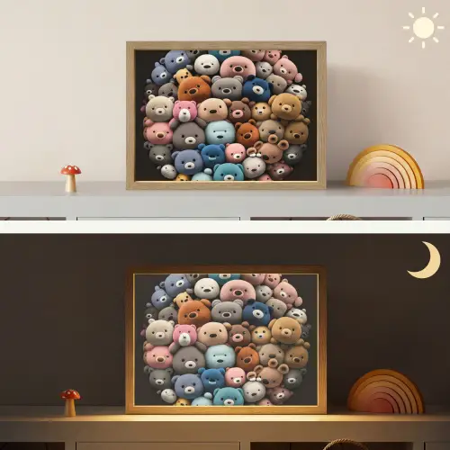 Teddybeer - Knuffel - Dieren - Meisjes - Jongens Light Box met batterij (Wandlamp kind) middel -sfeer3_kind