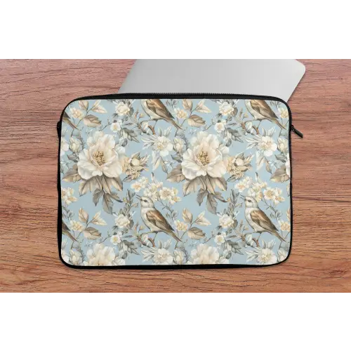 Botanisch - Zangvogel - Blauw laptophoes neopreen klein 279 -tafel