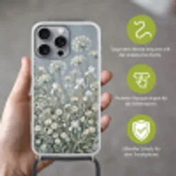 Bloemen - Botanisch - Blauw Hoesje iPhone 16 Pro Max met koord klein -sfeer2_DE