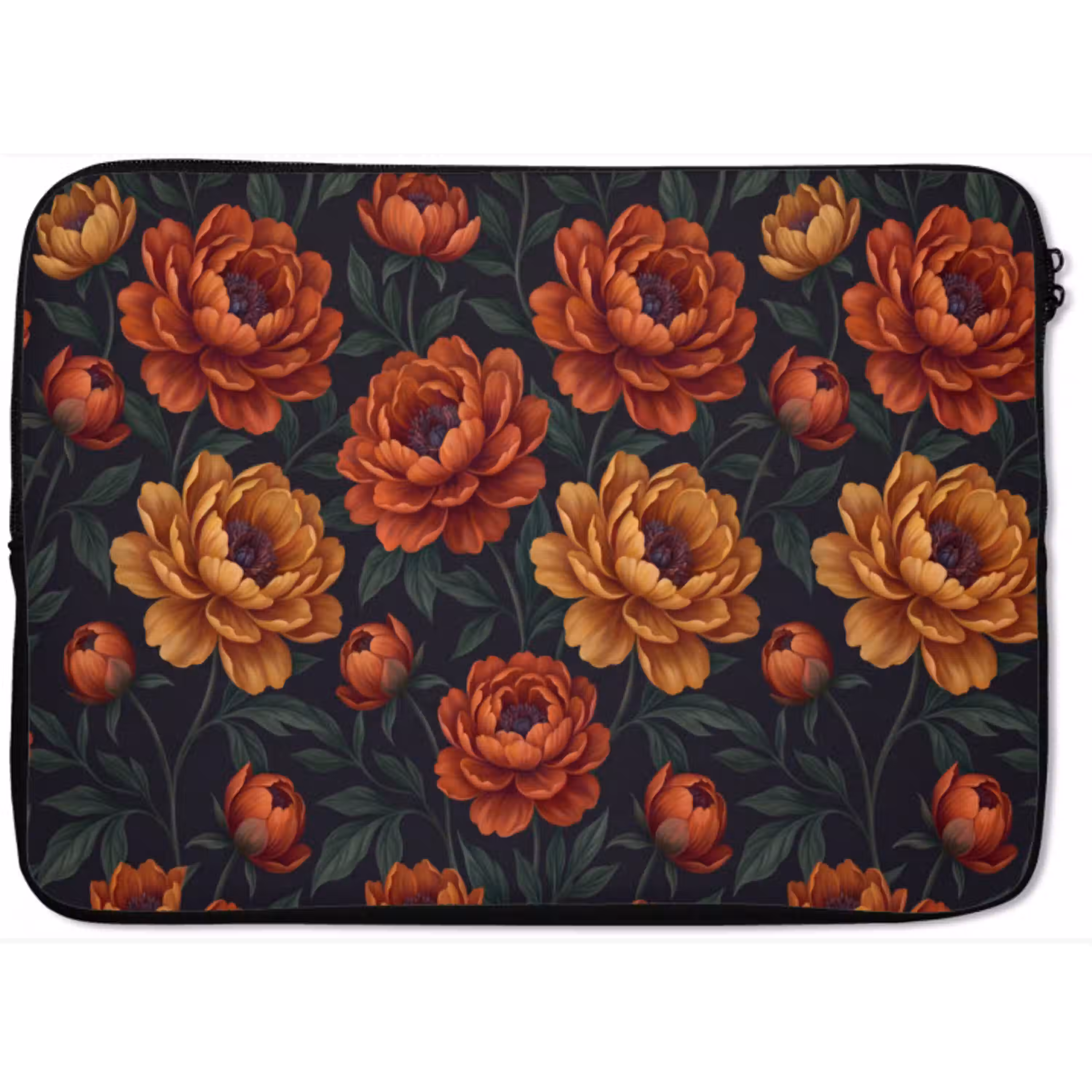 Bloemen - Bladeren - Natuur - Modern - Oranje laptophoes neopreen klein -zkaufland3dotto