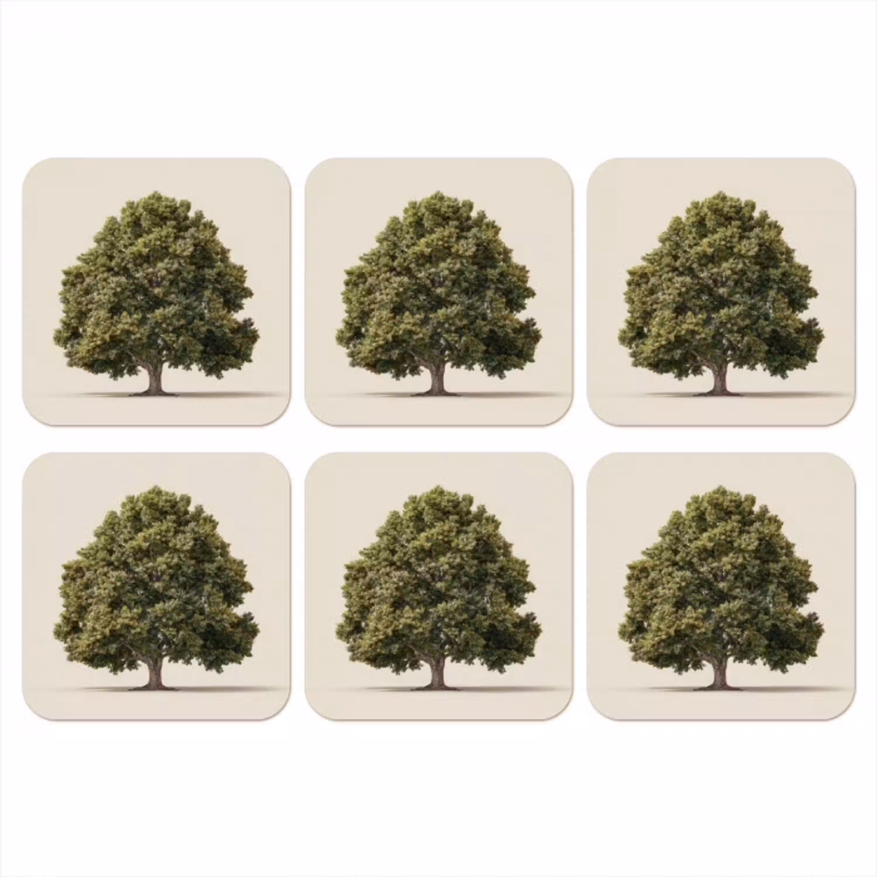 Eikenboom - Groen - Lichte achtergrond onderzetter kurk middel -3d