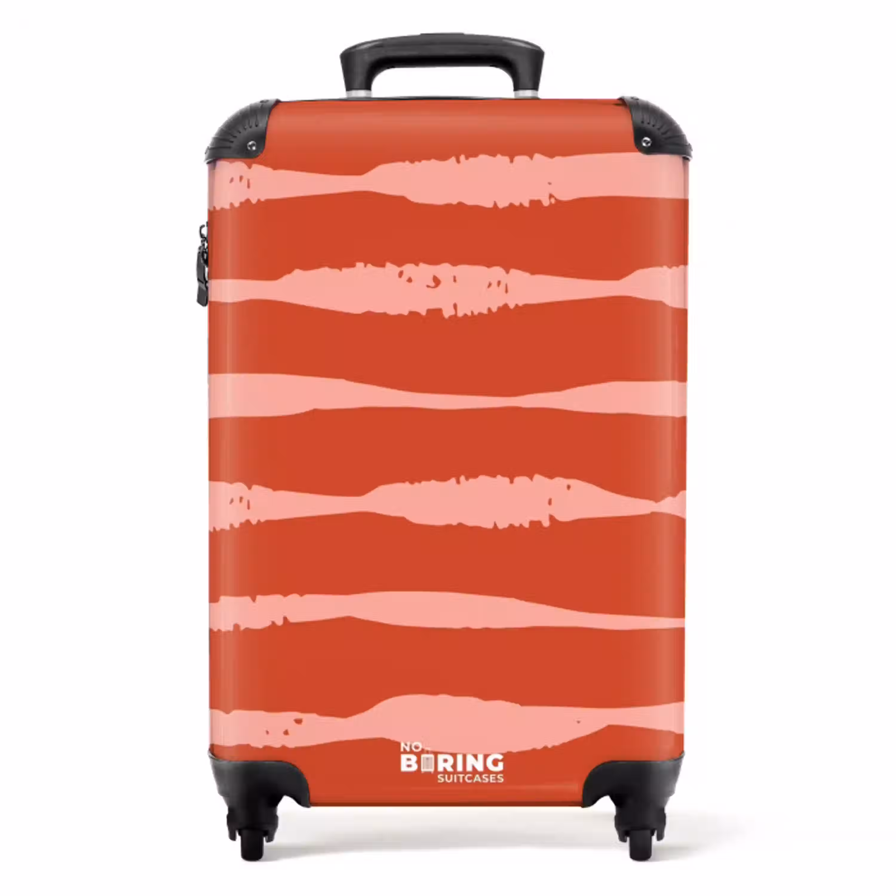 Speelse strepen op rode achtergrond NBS - Handbagage koffer - Kinderen Unisex middel -productfoto_recht