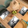 Schotse Hooglander - Spaghetti - Dieren - Zwart wit Placemat vinyl groot -zzsfeer5_Kitchenyeah-website