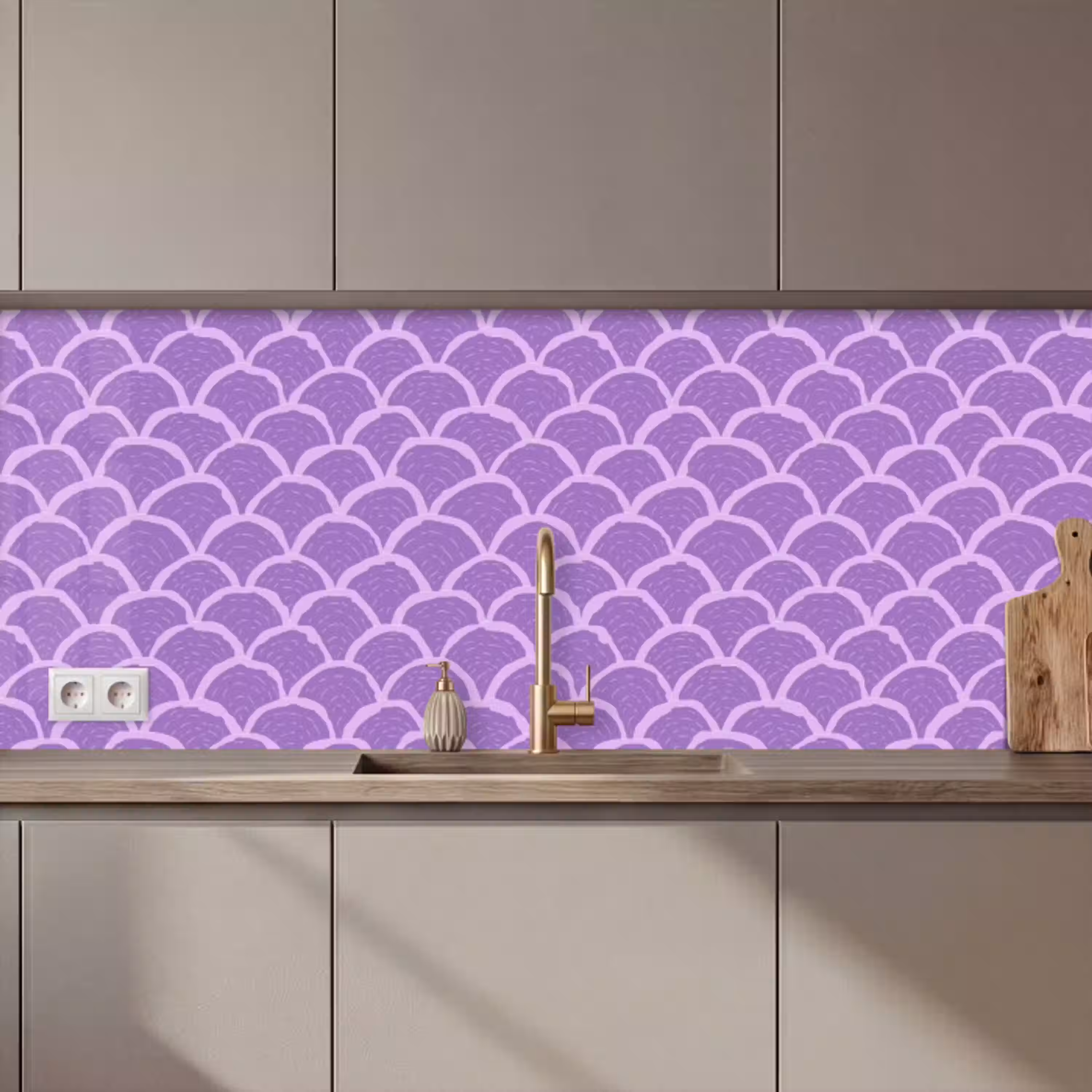 Paars - Schubber - Schelpen - Handgetekend - Patroon keuken achterwand 2 middel 871 zz_3dshopping