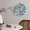 Golven - Klassiek - Blauw Wandcirkel behangsticker klein 186 -sfeer3