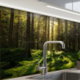 Bomen - Bos - Mos - Planten - Zon - Natuur keuken achterwand sample klein -zzzz3d_schuin