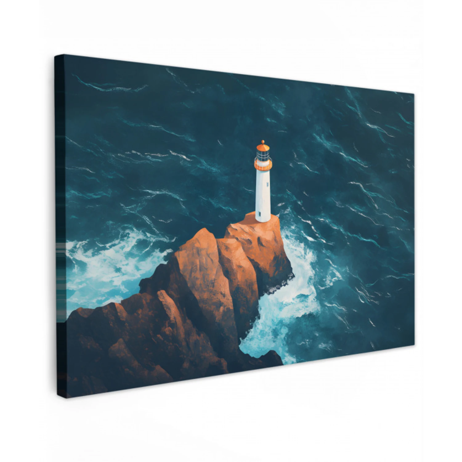 Vuurtoren - Rots - Zee - Golven canvas 2cm klein -z3d