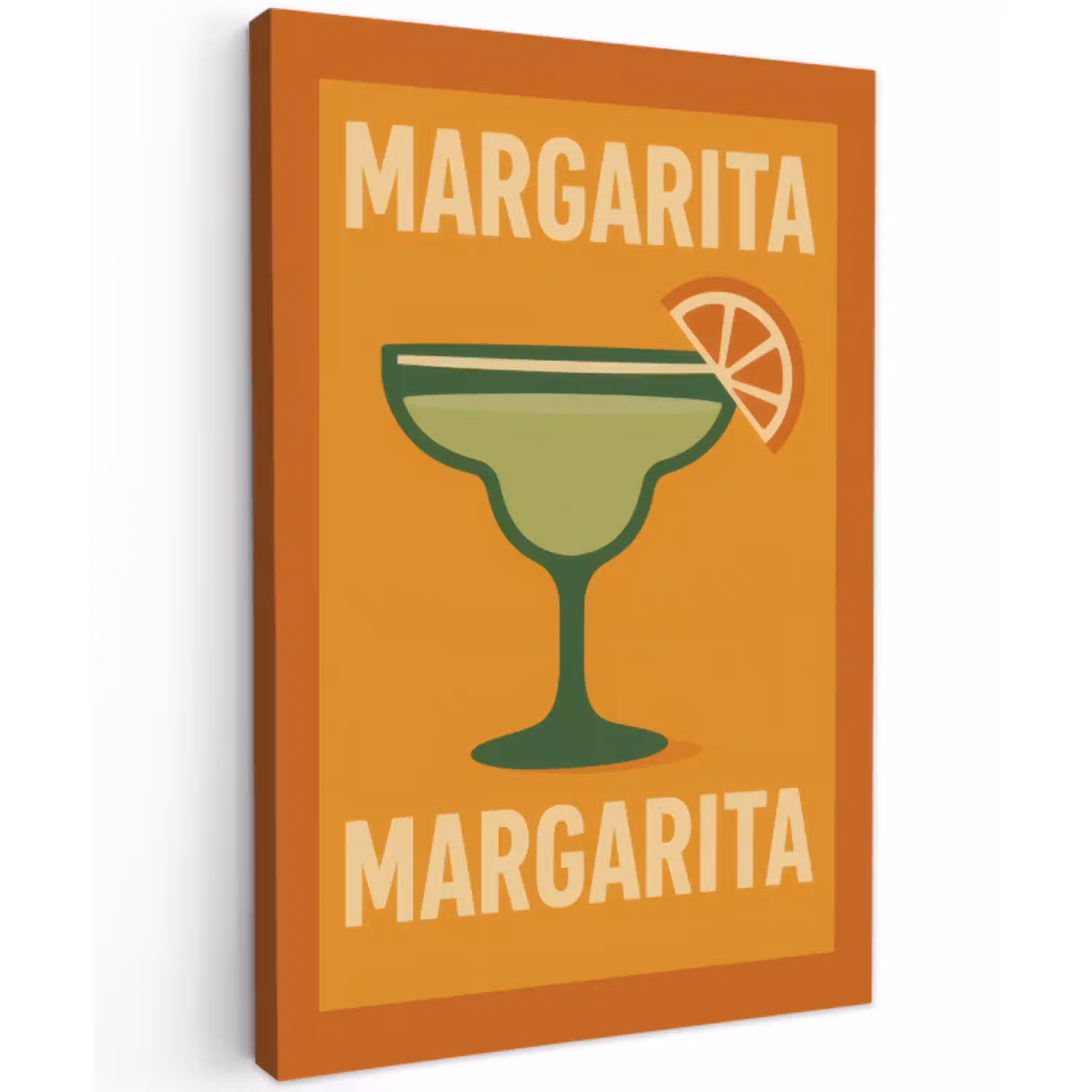 Illustratie - Margarita - Sinaasappelschijf - Oranje Tuinposter op houten frame 2 cm dik klein -3d