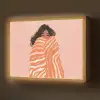 Meisje - Deken - Gestreept - Oranje Light Box met batterij (Wandlamp) middel -z3d_website