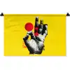 Hand - Rode cirkel - Geel Wandkleed katoen klein -zz3d