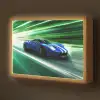 Race auto - Blauw - Groen Light Box met batterij (Wandlamp kind) middel -z3d_website