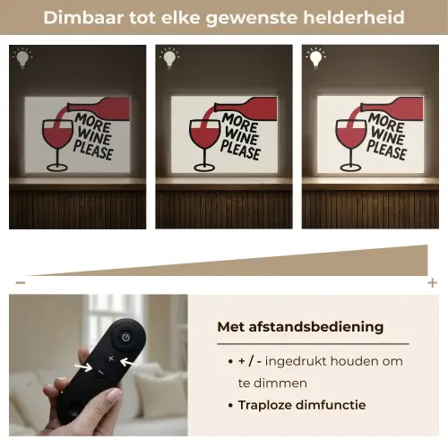 Wijnfles - Quote - Rood - Glas Light Box met batterij (Wandlamp) middel -USP_dimbaarNL