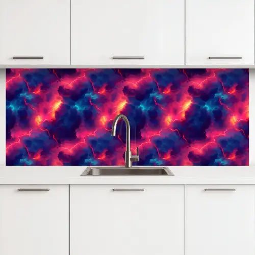 Bliksem - Wolken - Kleurenrijk keuken achterwand 2 middel 871 -3d