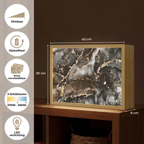 Marmer - Goud - Glitter - Luxe Light Box met batterij (Wandlamp) middel -USP_websiteoverzichtNL