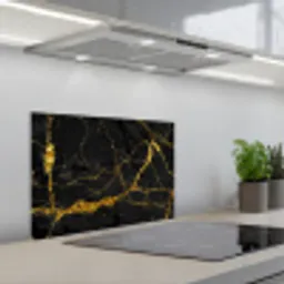 Marmer - Goud - Zwart - Marmerlook - Luxe - Glitter keuken achterwand spatscherm klein -3d_schuin