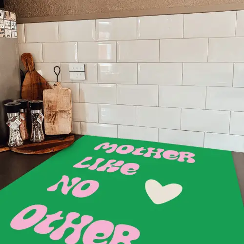 Tekst - Hartje - Moeder - Groen Inductie beschermer vinyl 3mm middel -sfeer3