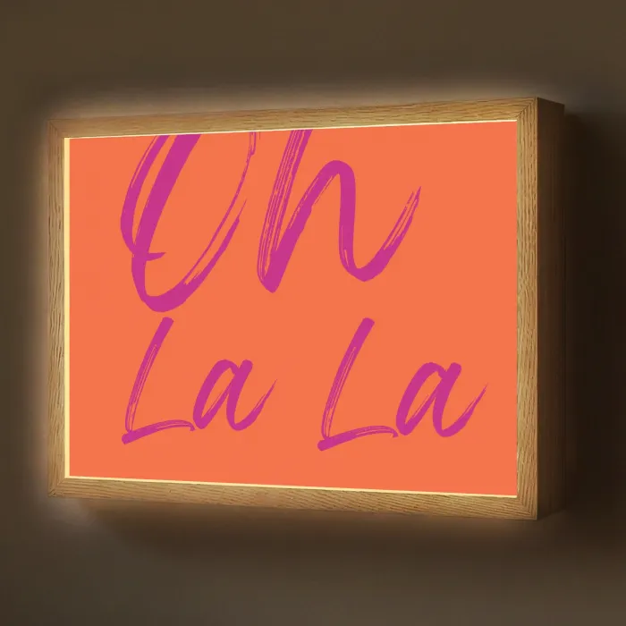 Oh la la - Oranje - Roze - Grafisch Light Box met batterij (Wandlamp) middel -z3d_website