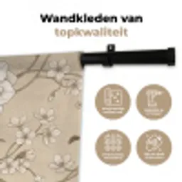Bloemen - Patroon - Beige Wandkleed katoen klein -sfeer2