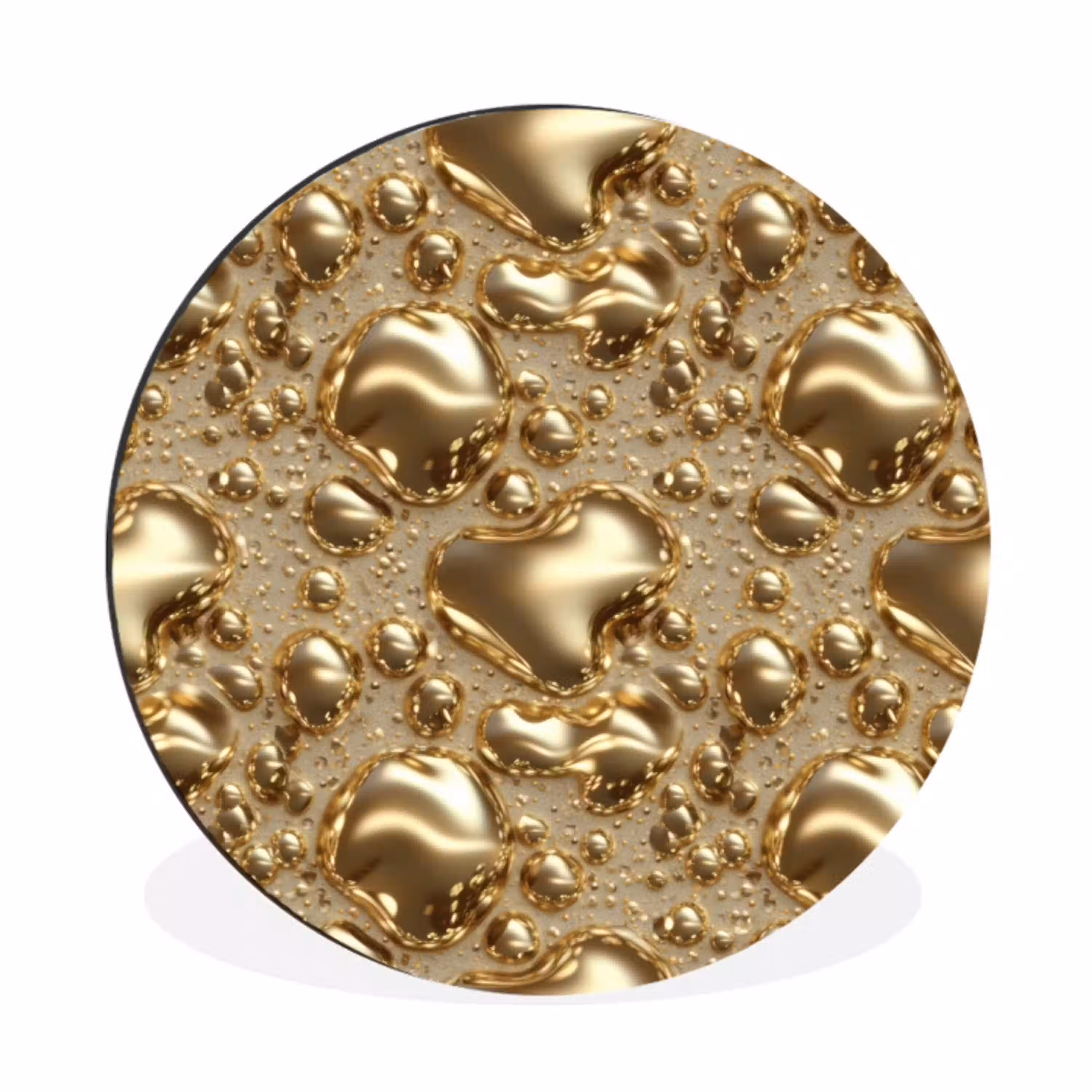 Druppels - Organisch - Goud Wandcirkel aluminium klein 190 -3d