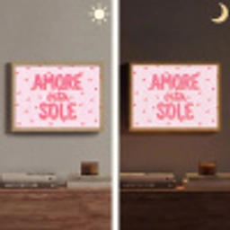 Amore vita sole - Roze - Hartjes Light Box met batterij (Wandlamp) middel -sfeer3