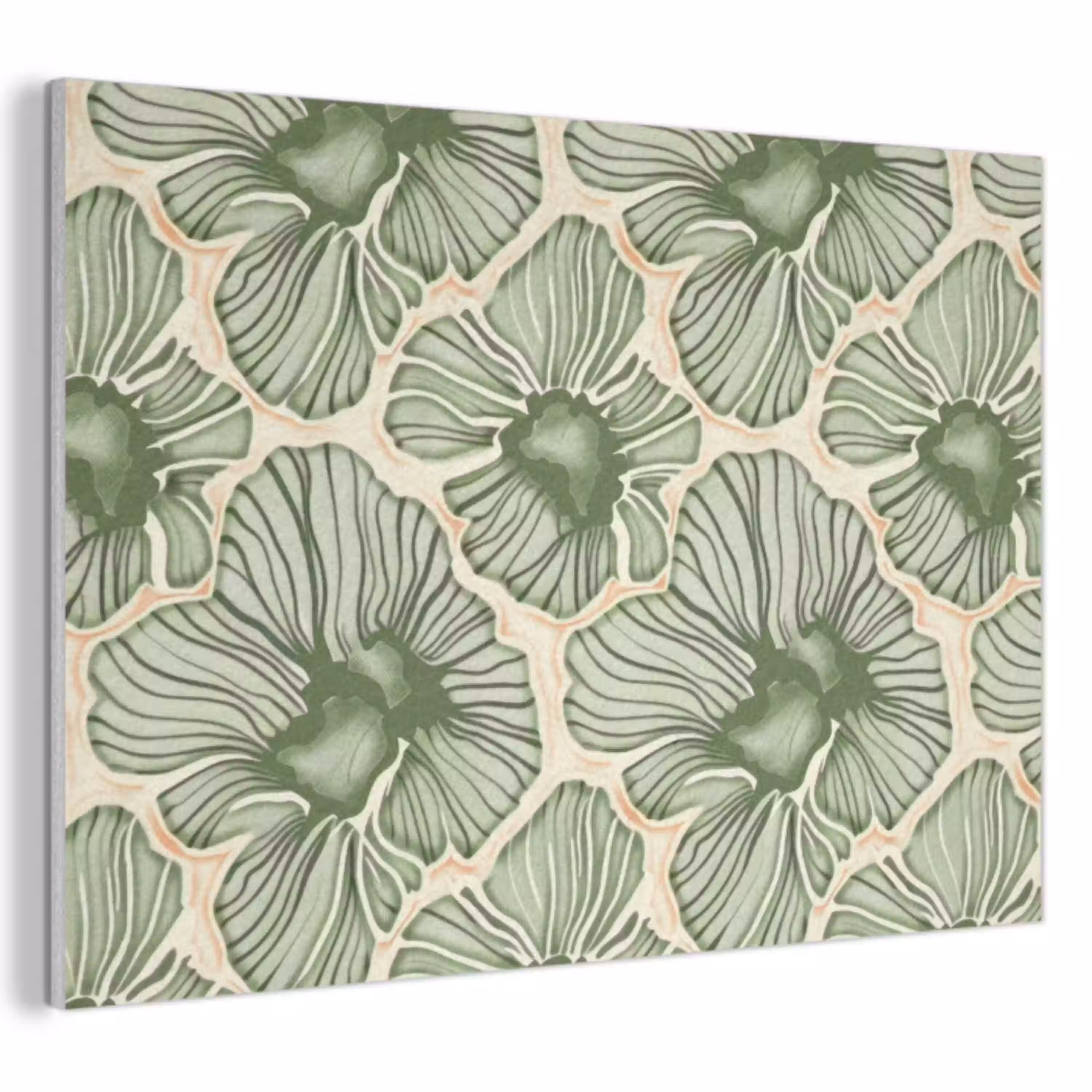 Groen - Botanisch - Bloemen - Organisch - Patroon PET vilt klein 837 -3d