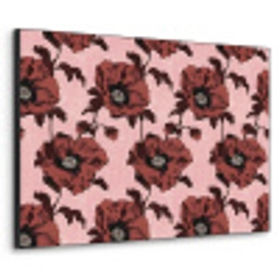 Bloemen - Retro - Rood Textielframe zwart klein 947 -3d